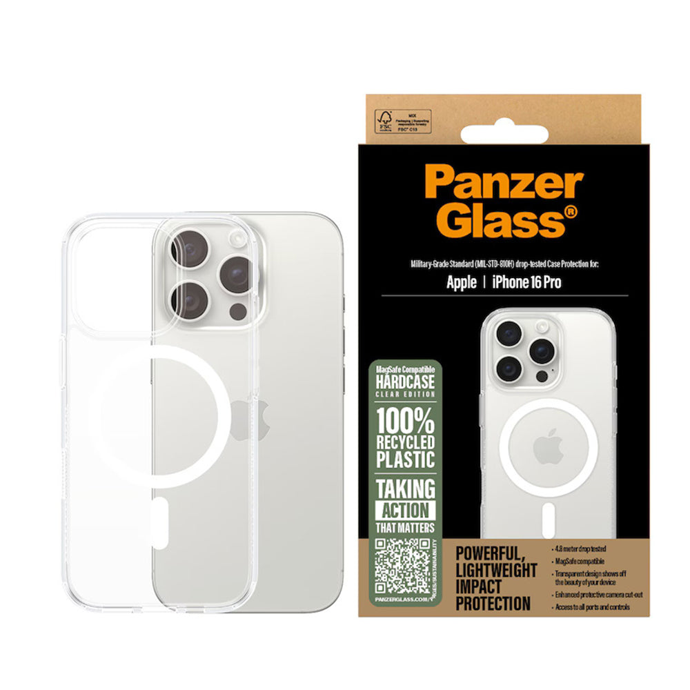 MagSafe-kotelo Apple iPhone 16 Prolle, PanzerGlass, HardCase, Valkoinen Läpinäkyvä
