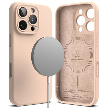 MagSafe-kuori Apple iPhone 16 Pro:lle, Ringke, silikoni, vaaleanpunainen