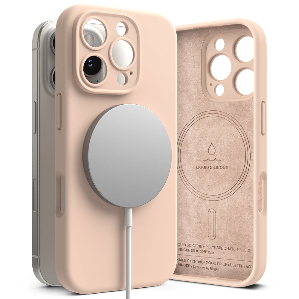 MagSafe-kuori Apple iPhone 16 Pro:lle, Ringke, silikoni, vaaleanpunainen