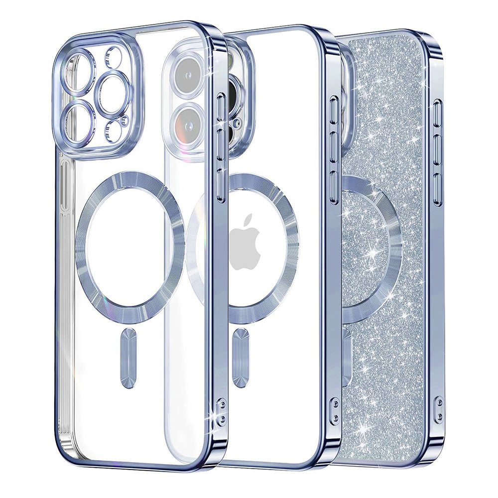 MagSafe Case for Apple iPhone 16 Pro, Techsuit, Luxury Glitter, Blue