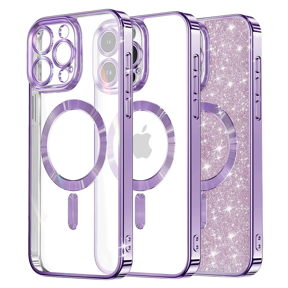 MagSafe-kuori Apple iPhone 16 Pro:lle, Techsuit, Luxury Glitter, Vaaleanvioletti