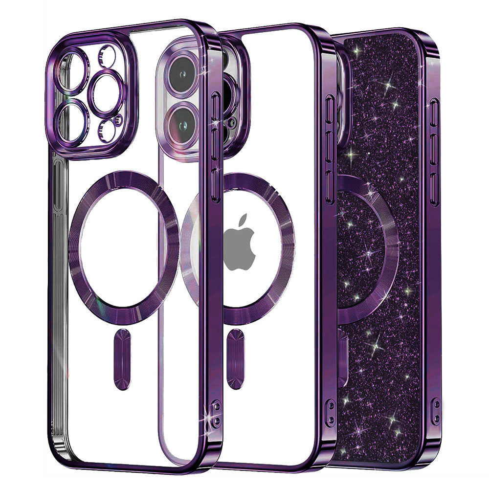 MagSafe-kuori Apple iPhone 16 Pro:lle, Techsuit, Luxury Glitter, Tummanvioletti