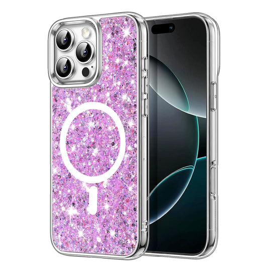 MagSafe-kuori Apple iPhone 16 Pro:lle, Techsuit, Kimaltava Glitter, Magenta