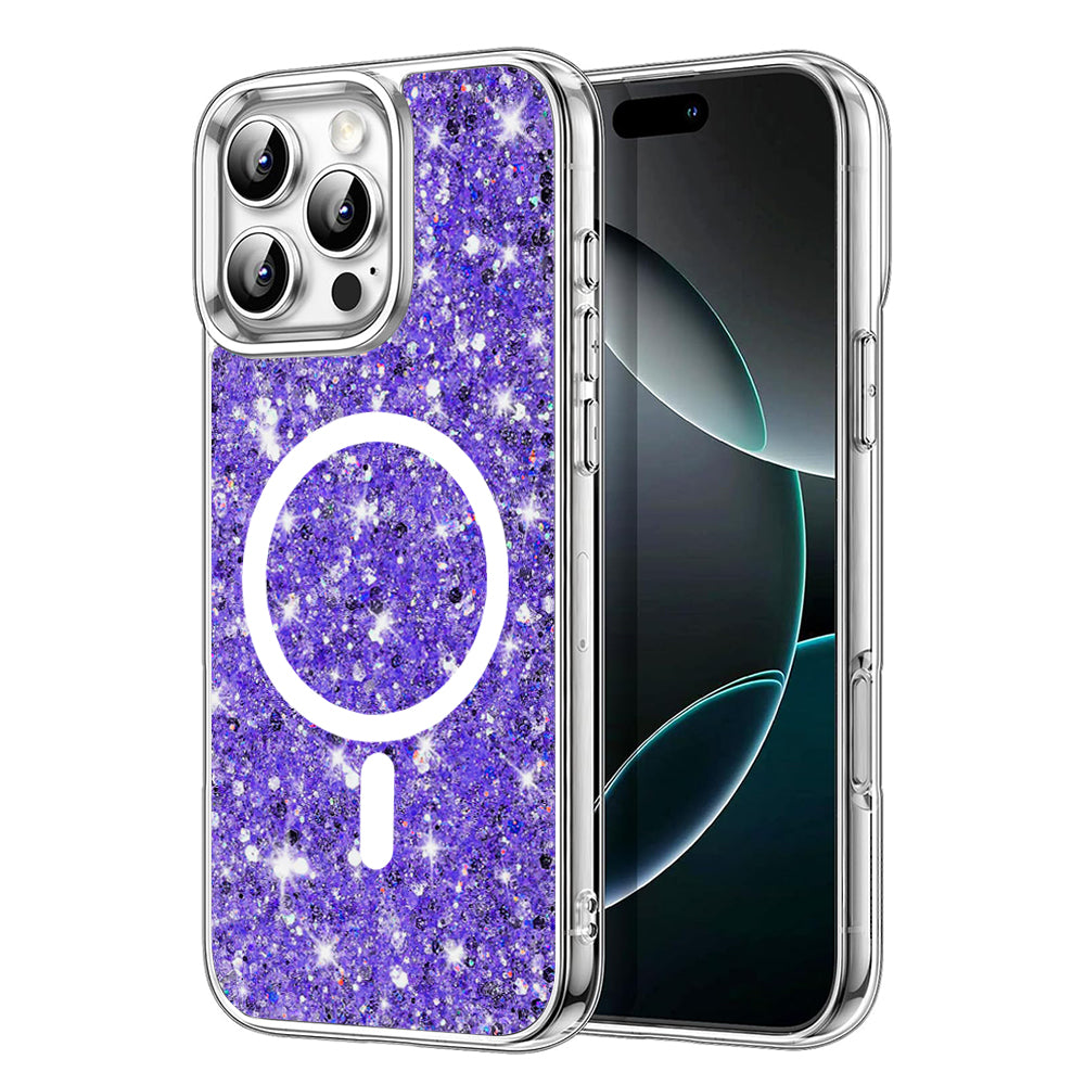 MagSafe-kuori Apple iPhone 16 Pro:lle, Techsuit, Kimaltava Glitter, Violetti
