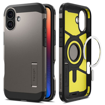 MagSafe-kotelo Apple iPhone 16:lle, Spigen, Tough Armor, Harmaa
