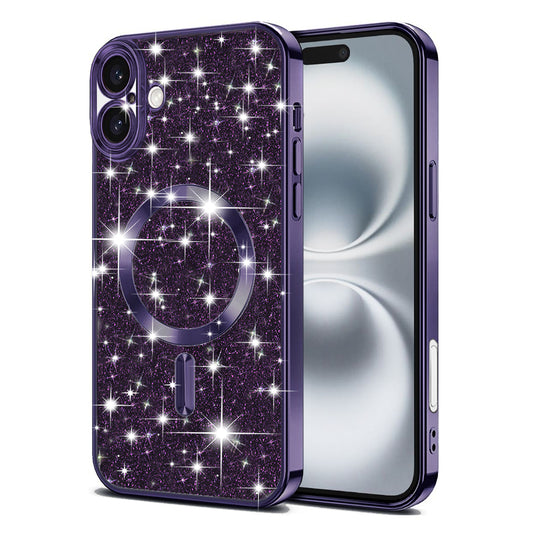 MagSafe-kuori Apple iPhone 16:lle, Techsuit, Luxury Glitter, Tummanvioletti