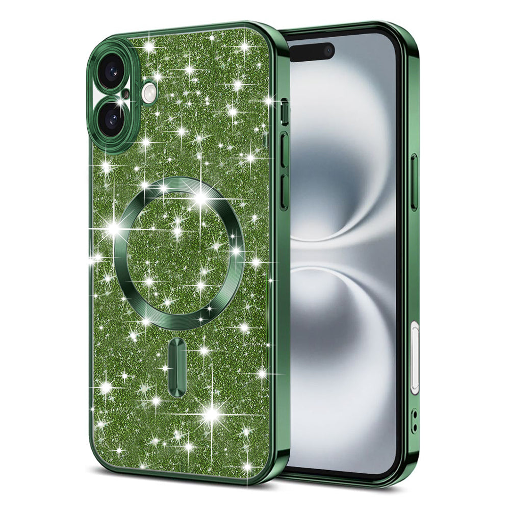 MagSafe-kuori Apple iPhone 16:lle, Techsuit, Luxury Glitter, Tummanvihreä