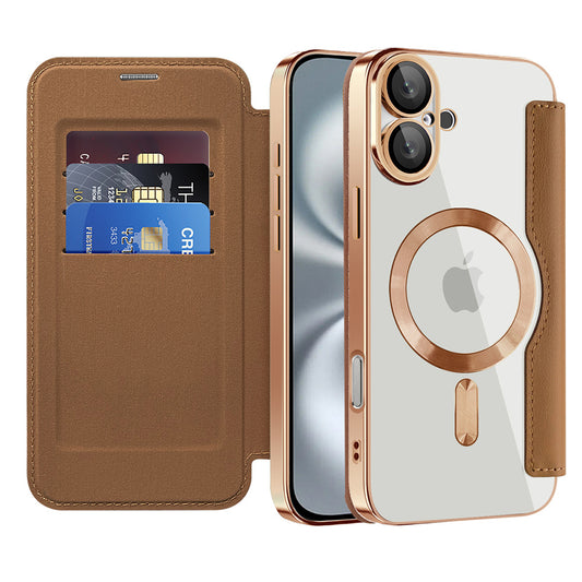 MagSafe-kuori Apple iPhone 16:lle, Techsuit, SmartMag Book, Ruskea