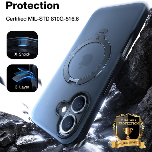 MagSafe-kotelo Apple iPhone 16:lle, Torras, Ostand Spin, Läpinäkyvä