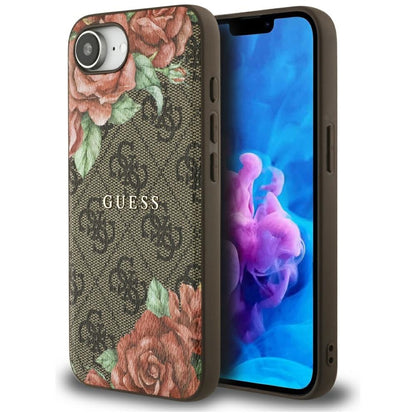 MagSafe-kotelo Apple iPhone 16e:lle, Guess, 4G Flowers Print, Ruskea