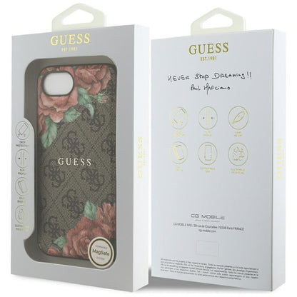 MagSafe-kotelo Apple iPhone 16e:lle, Guess, 4G Flowers Print, Ruskea