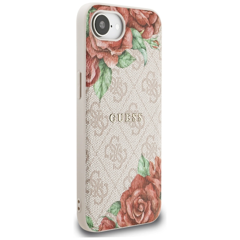 MagSafe Case for Apple iPhone 16e, Guess, 4G Flowers Print, Pink