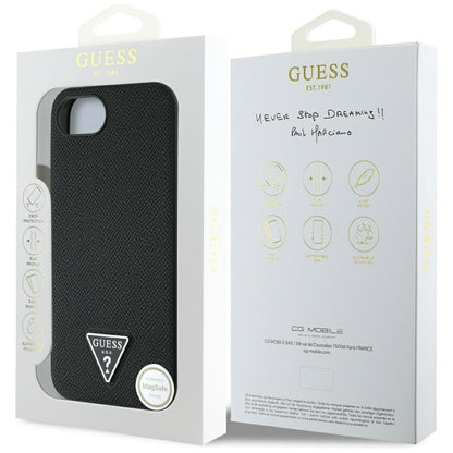 MagSafe-kotelo Apple iPhone 16e:lle, Guess, Grained Triangle Logo, Musta