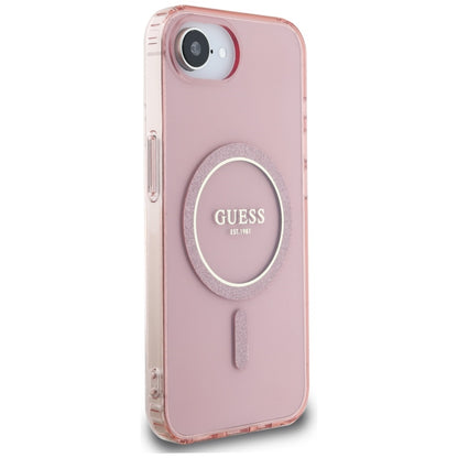 MagSafe-kotelo Apple iPhone 16e:lle, Guess, IML Glitter Circle, Pinkki