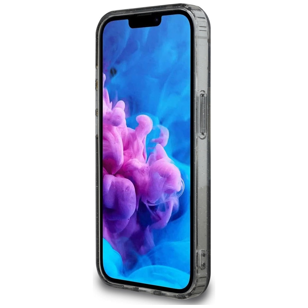 MagSafe-kotelo Apple iPhone 16e:lle, Guess, IML Metal Glitter Flowers Triangle, Musta