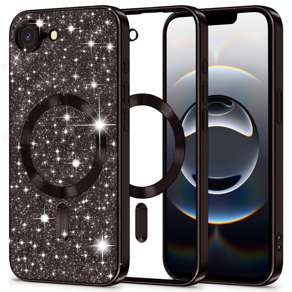 MagSafe-kuori Apple iPhone 17e / 16e:lle, Techsuit, Luxury Glitter, Musta