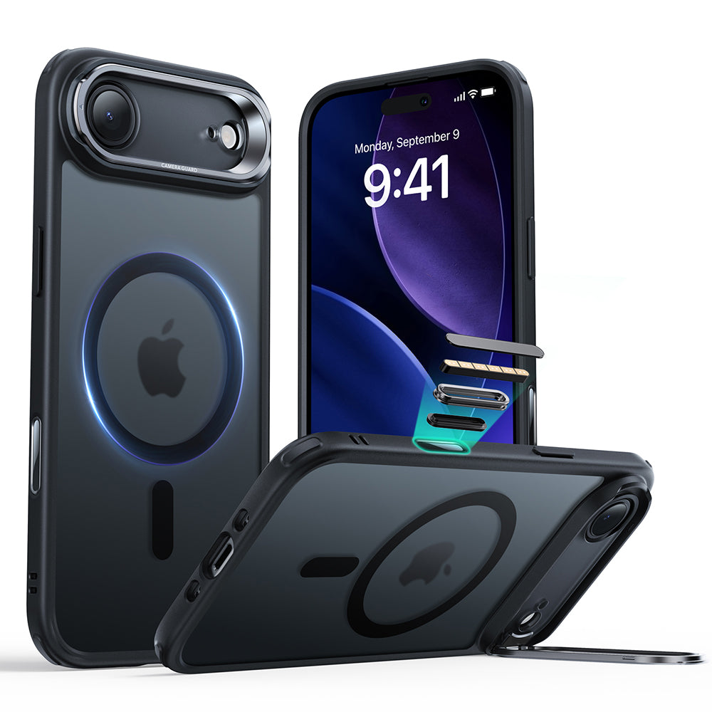 MagSafe-kotelo Apple iPhone 17 Airille, ESR, Classic Hybrid Kickstand, Satinoitu Musta