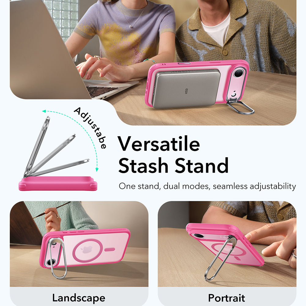 MagSafe-kotelo Apple iPhone 17 Airille, ESR, Classic Hybrid Kickstand, Satinoitu Vaaleanpunainen