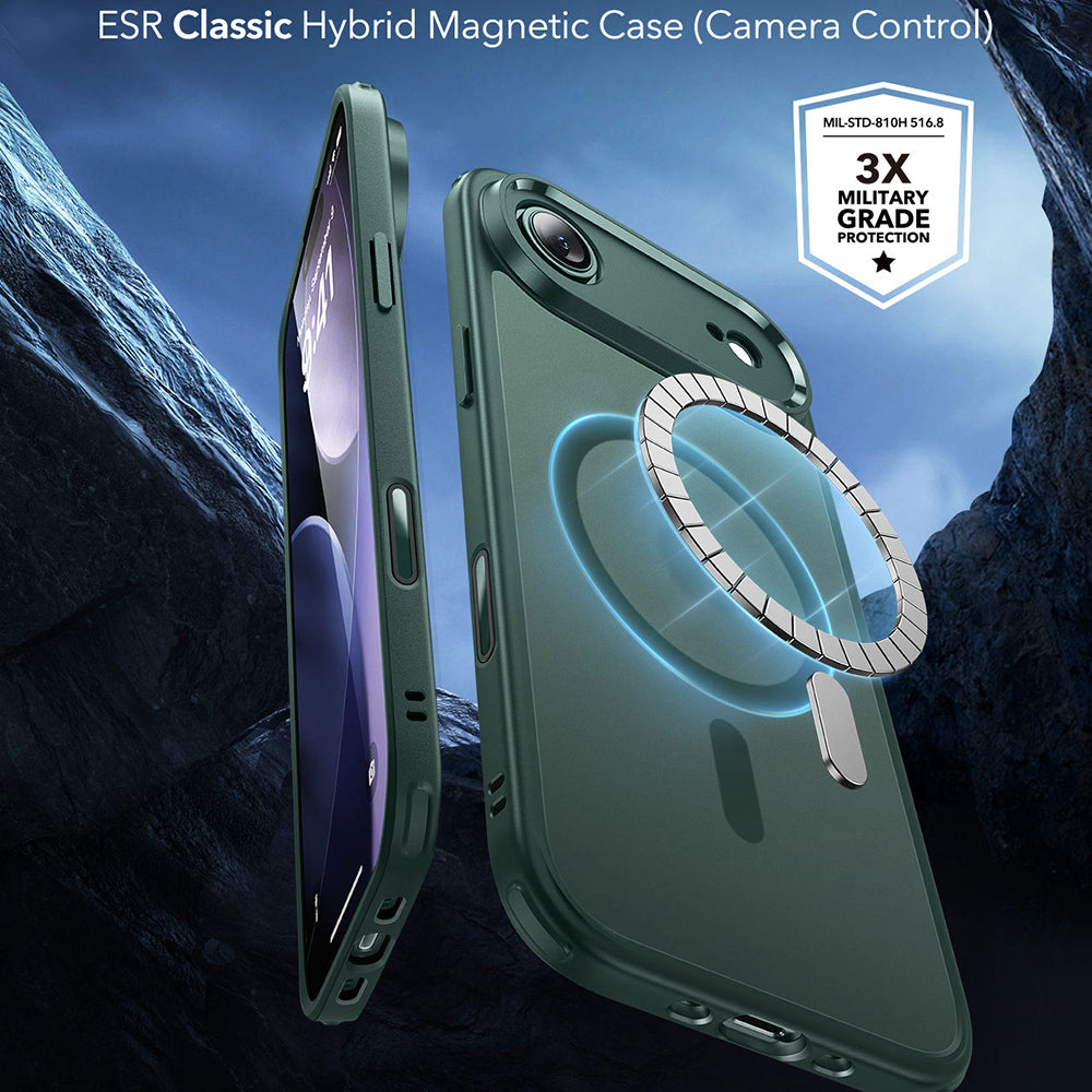 MagSafe-kotelo Apple iPhone 17 Airille, ESR, Classic Hybrid, Satinoitu Vihreä