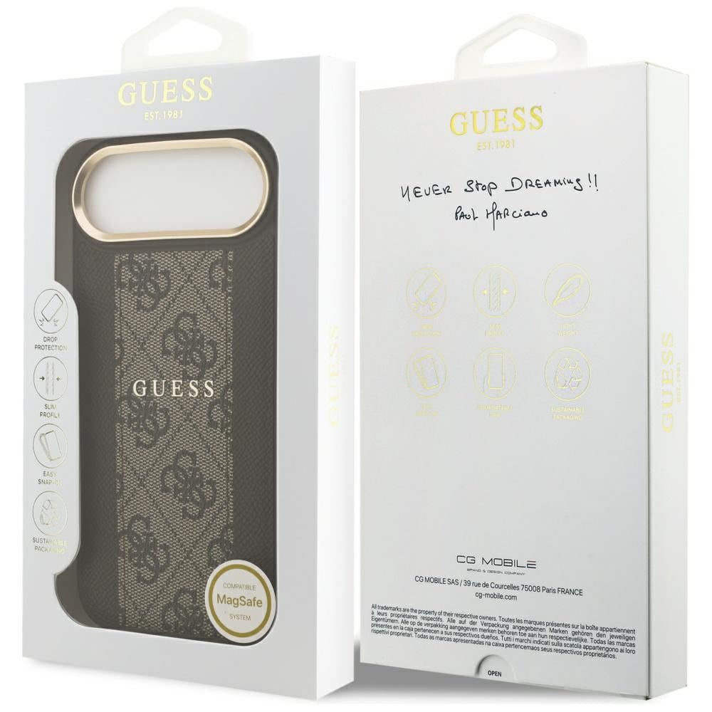 MagSafe-kotelo Apple iPhone 17 Airille, Guess, 4G Stripe, Ruskea