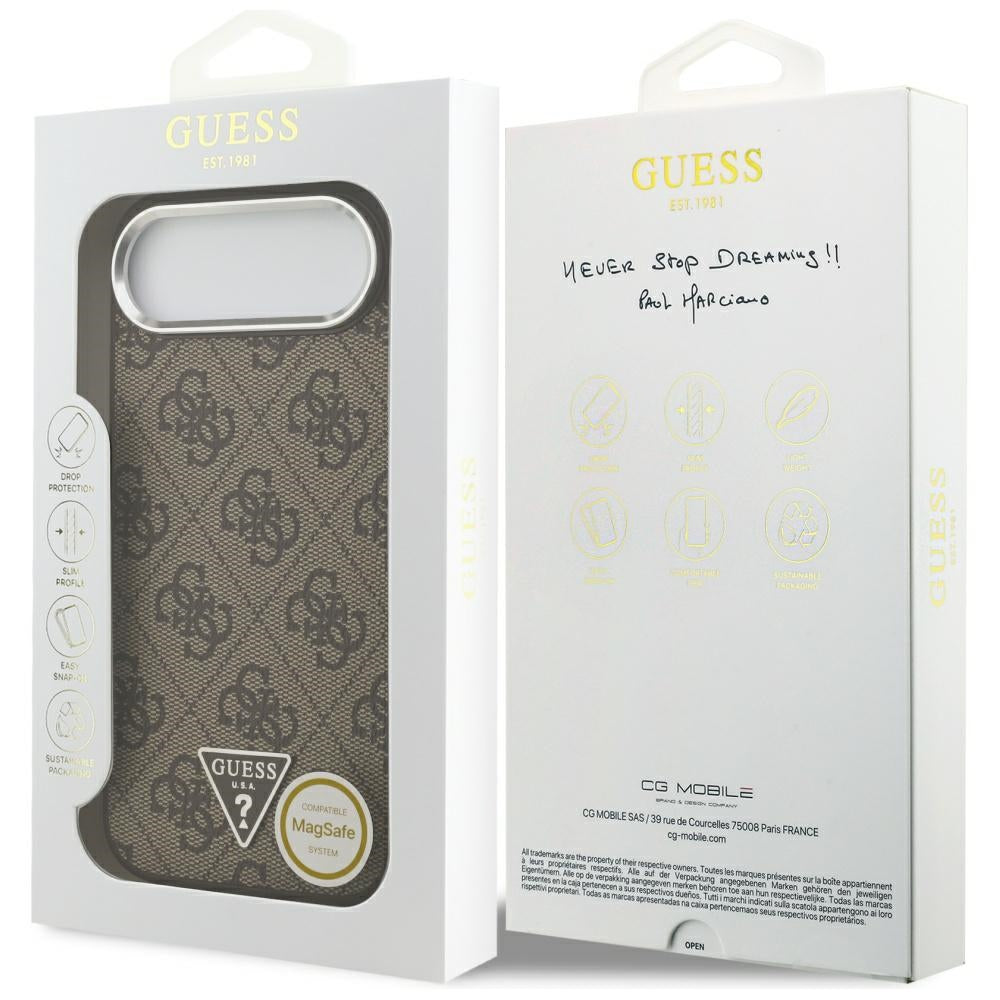 MagSafe-kotelo Apple iPhone 17 Airille, Guess, 4G Triangle Logo, Ruskeahopea