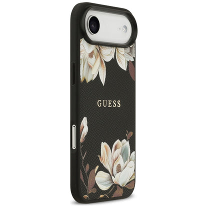 MagSafe-kotelo Apple iPhone 17 Airille, Guess, Grained Flowers, Musta