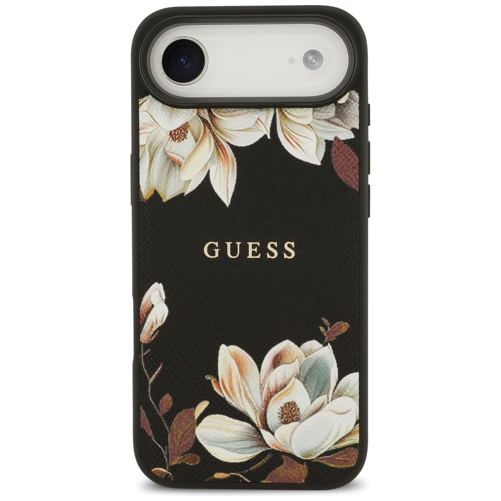 MagSafe-kotelo Apple iPhone 17 Airille, Guess, Grained Flowers, Musta