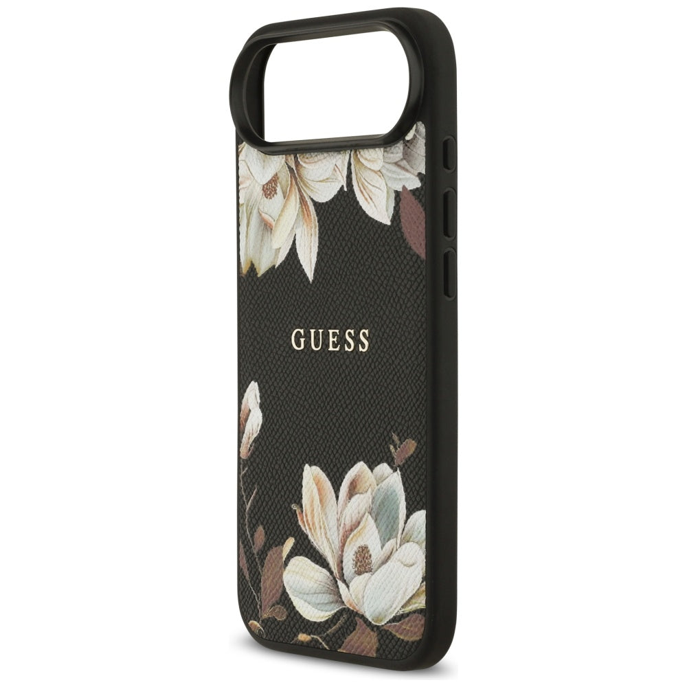 MagSafe-kotelo Apple iPhone 17 Airille, Guess, Grained Flowers, Musta