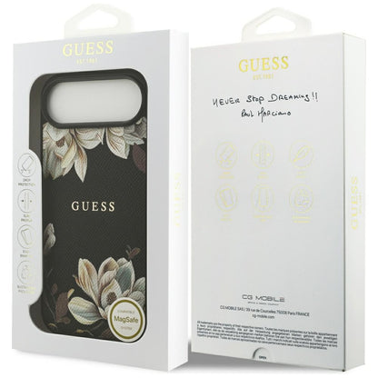 MagSafe-kotelo Apple iPhone 17 Airille, Guess, Grained Flowers, Musta