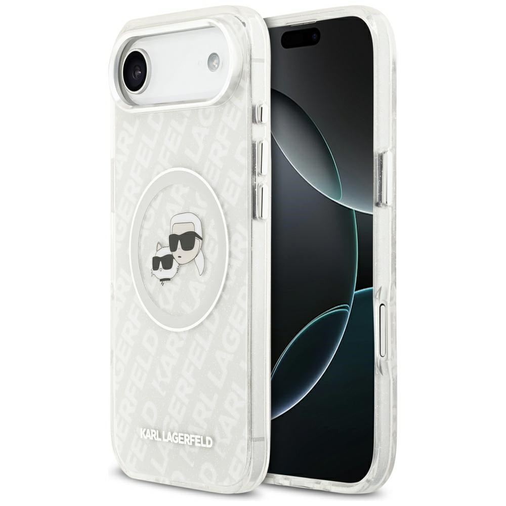 MagSafe-kotelo Apple iPhone 17 Airille, Karl Lagerfeld, IML Glitter Karl & Choupette's Heads, Harmaa