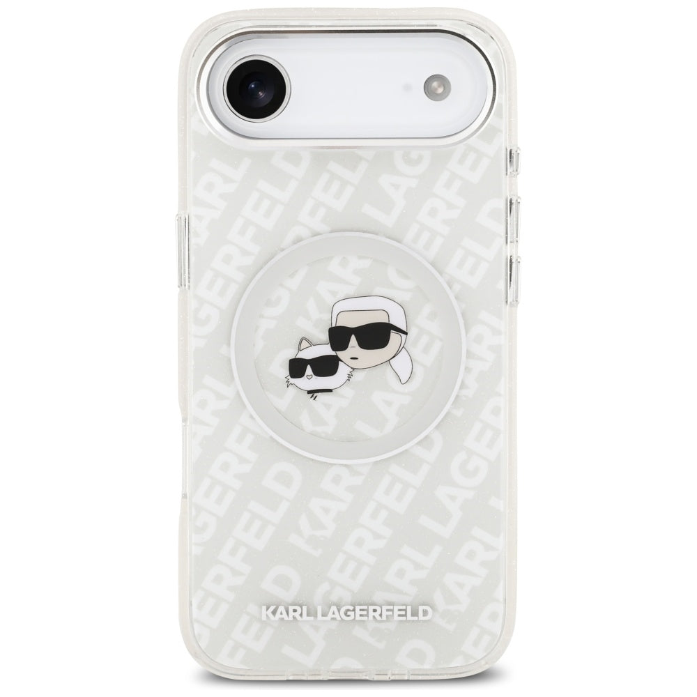 MagSafe-kotelo Apple iPhone 17 Airille, Karl Lagerfeld, IML Glitter Karl & Choupette's Heads, Harmaa