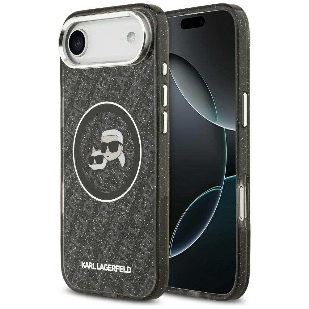 MagSafe-kotelo Apple iPhone 17 Airille, Karl Lagerfeld, IML Glitter Karl & Choupette's Heads, Musta