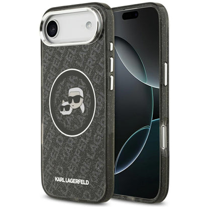 MagSafe-kotelo Apple iPhone 17 Airille, Karl Lagerfeld, IML Glitter Karl & Choupette's Heads, Musta