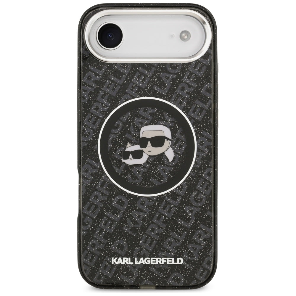 MagSafe-kotelo Apple iPhone 17 Airille, Karl Lagerfeld, IML Glitter Karl & Choupette's Heads, Musta