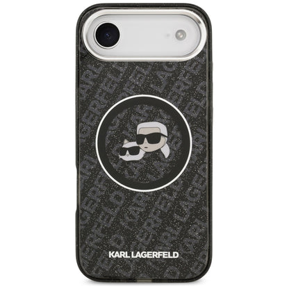 MagSafe-kotelo Apple iPhone 17 Airille, Karl Lagerfeld, IML Glitter Karl & Choupette's Heads, Musta