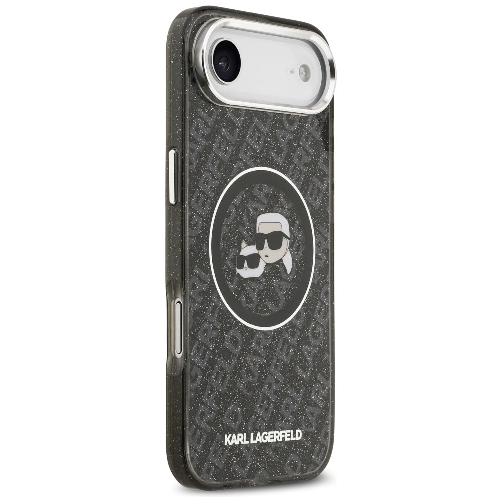 MagSafe-kotelo Apple iPhone 17 Airille, Karl Lagerfeld, IML Glitter Karl & Choupette's Heads, Musta