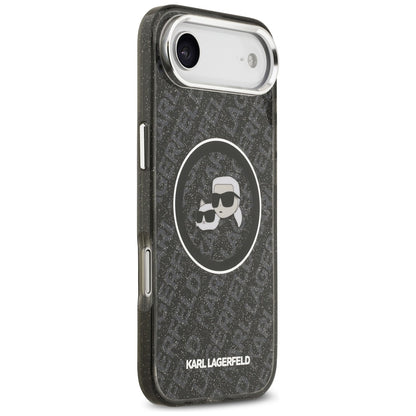 MagSafe-kotelo Apple iPhone 17 Airille, Karl Lagerfeld, IML Glitter Karl & Choupette's Heads, Musta