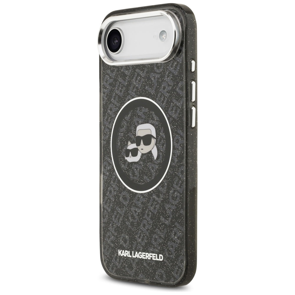MagSafe-kotelo Apple iPhone 17 Airille, Karl Lagerfeld, IML Glitter Karl & Choupette's Heads, Musta