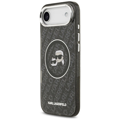 MagSafe-kotelo Apple iPhone 17 Airille, Karl Lagerfeld, IML Glitter Karl & Choupette's Heads, Musta