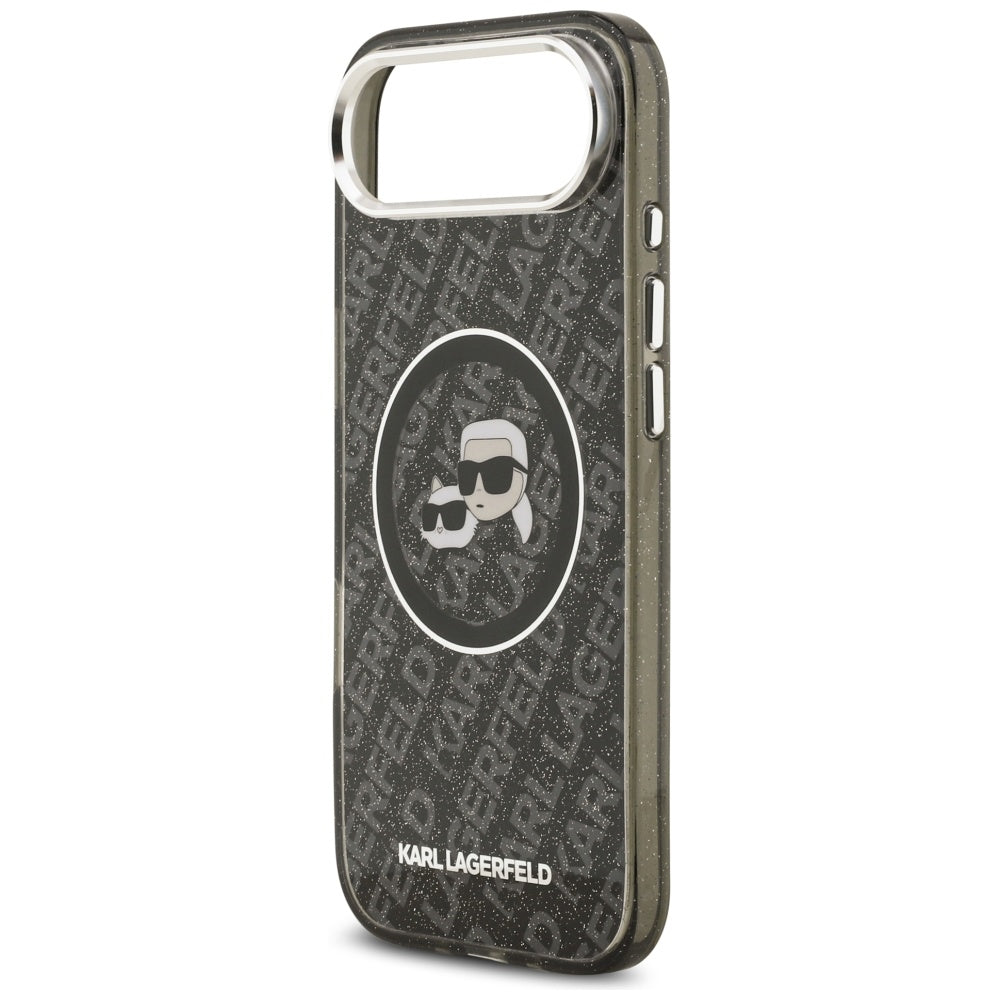 MagSafe-kotelo Apple iPhone 17 Airille, Karl Lagerfeld, IML Glitter Karl & Choupette's Heads, Musta