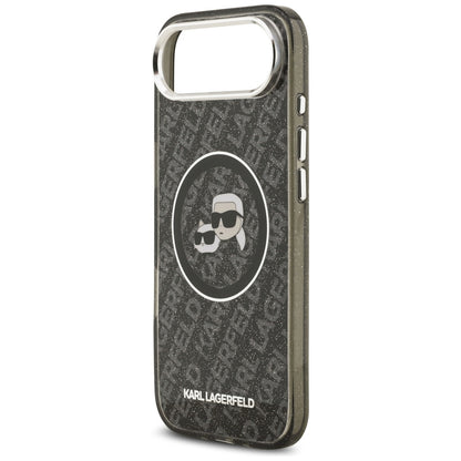MagSafe-kotelo Apple iPhone 17 Airille, Karl Lagerfeld, IML Glitter Karl & Choupette's Heads, Musta