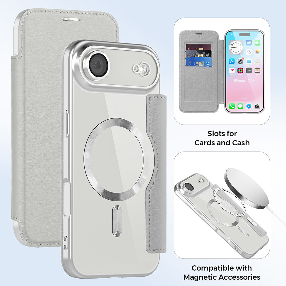 MagSafe-kotelo Apple iPhone 17 Airille, Techsuit, SmartMag Book, Harmaa