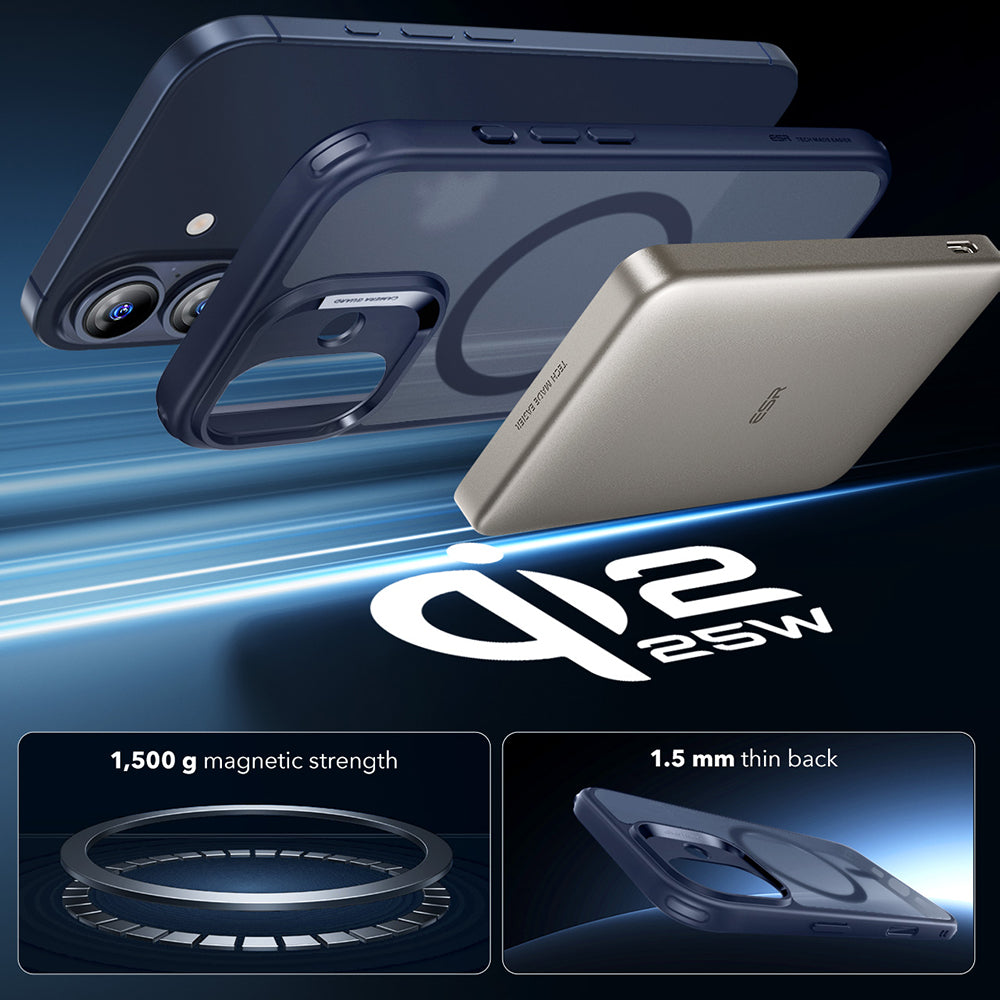 MagSafe-kotelo Apple iPhone 17:lle, ESR, Classic Hybrid, Satinoitu Sininen