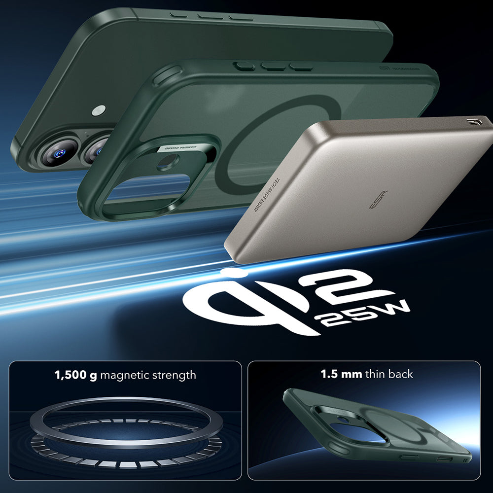 MagSafe-kotelo Apple iPhone 17:lle, ESR, Classic Hybrid, Satinoitu Vihreä