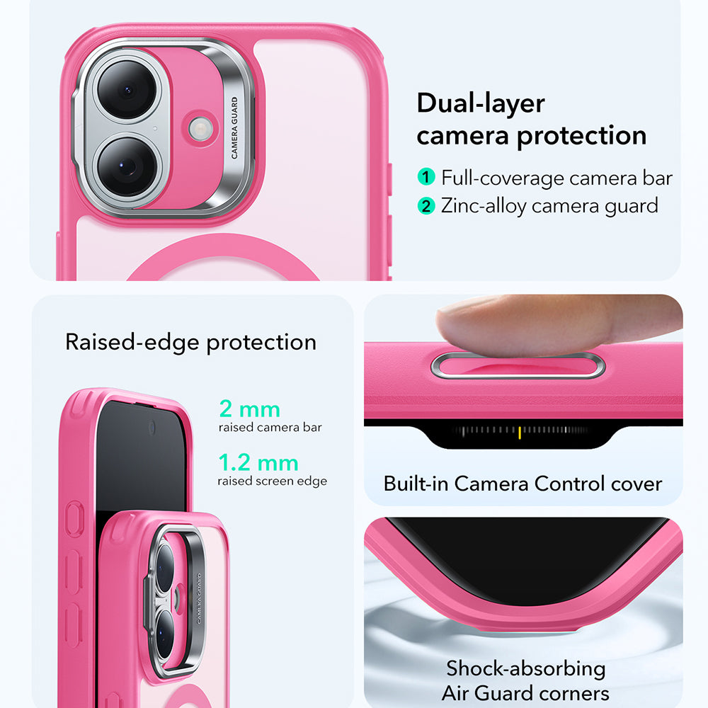 MagSafe-kotelo Apple iPhone 17:lle, ESR, Classic Hybrid Kickstand, Satinoitu Vaaleanpunainen