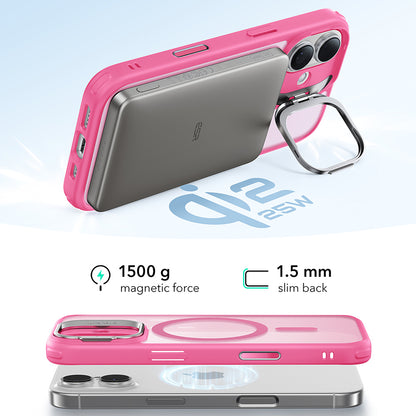 MagSafe-kotelo Apple iPhone 17:lle, ESR, Classic Hybrid Kickstand, Satinoitu Vaaleanpunainen