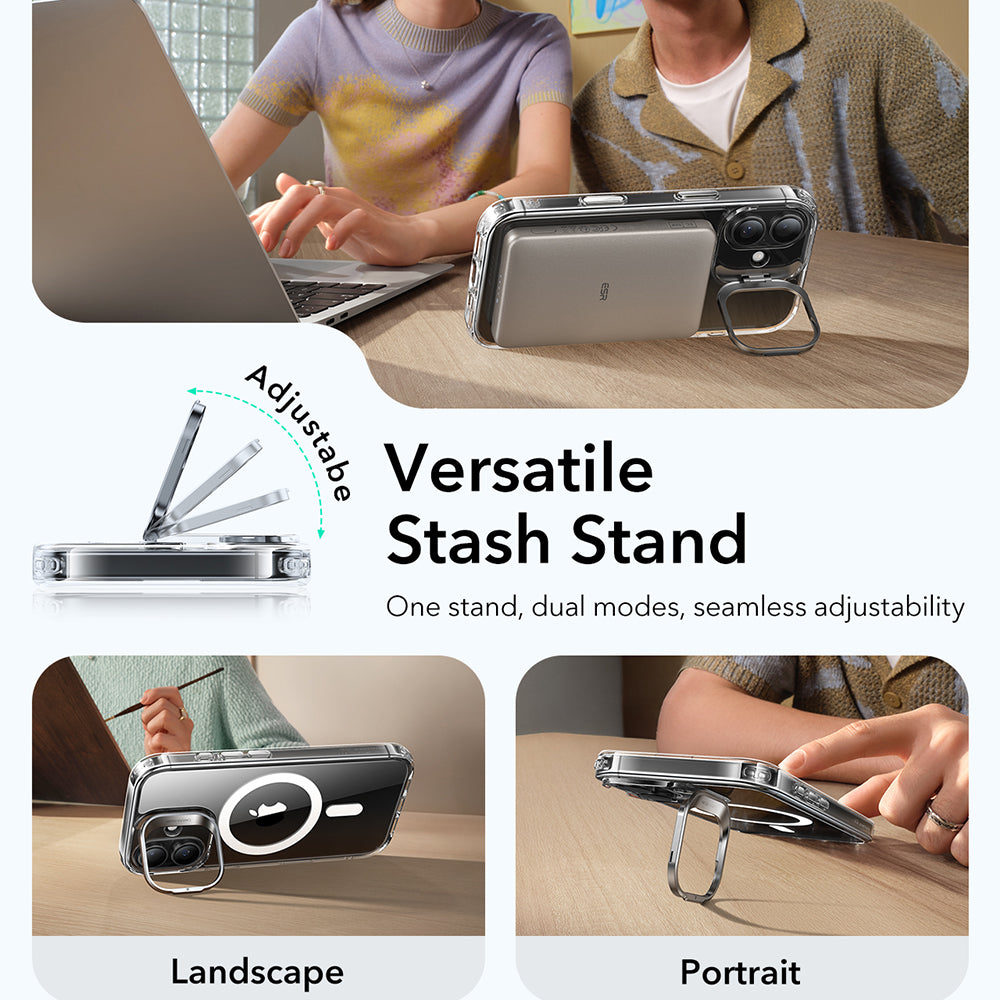 MagSafe-kotelo Apple iPhone 17:lle, ESR, Classic Hybrid Kickstand, Läpinäkyvä