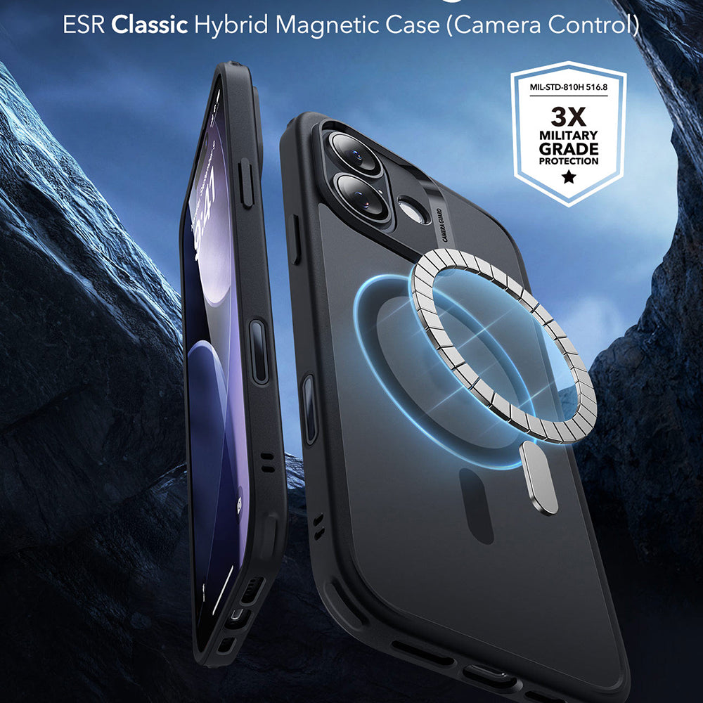 MagSafe-kotelo Apple iPhone 17:lle, ESR, Classic Hybrid, Satinoitu Musta