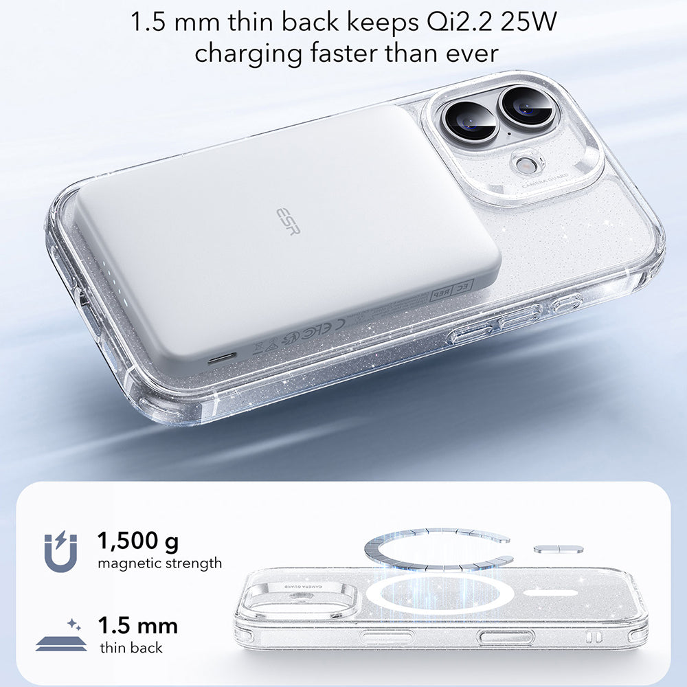 MagSafe-kotelo Apple iPhone 17:lle, ESR, Classic Hybrid Shimmer, Läpinäkyvä