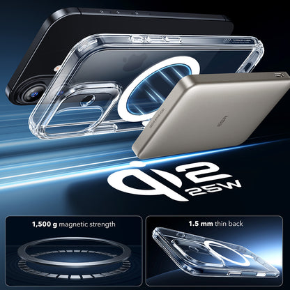 MagSafe-kotelo Apple iPhone 17:lle, ESR, Classic Hybrid, Läpinäkyvä
